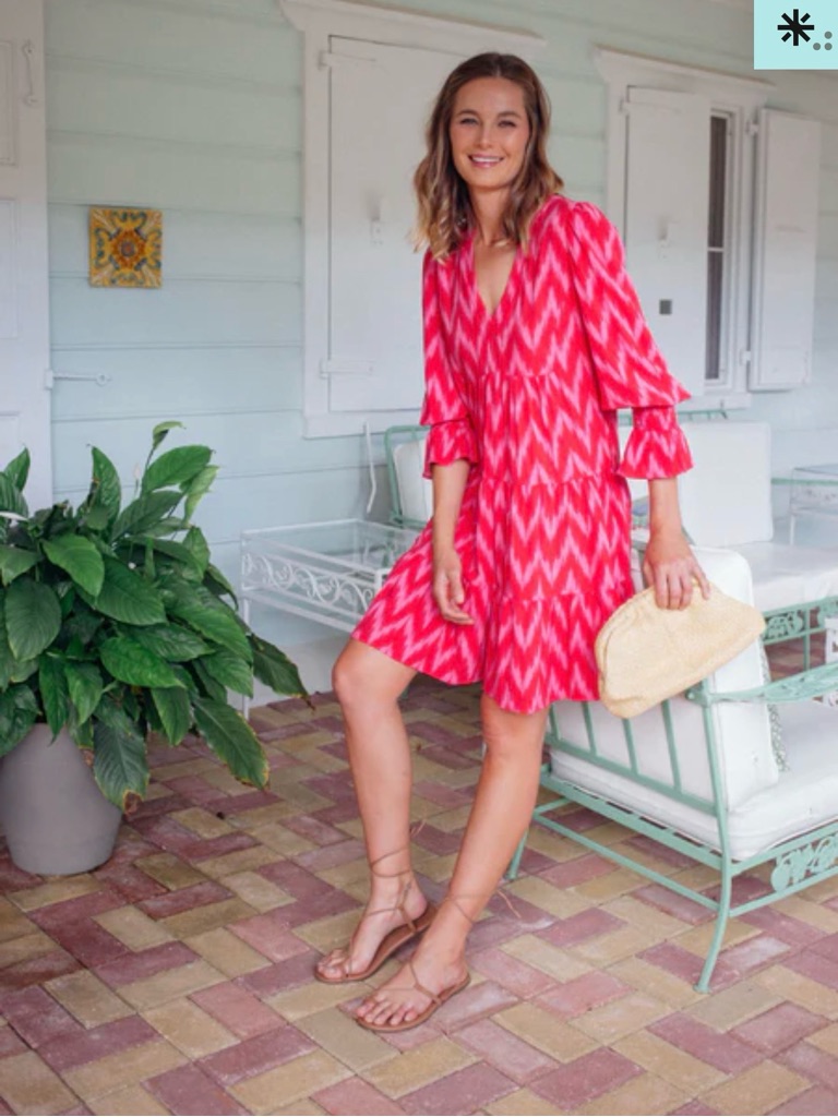 Pomander Place Hot Pink Ikat-Tiered Tunic